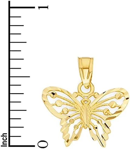 Vista 5 de Colgante de mariposa de oro real macizo de 10 quilates dije de animal pequeño casual para uso diario Oro amarillo No es una piedra preciosa