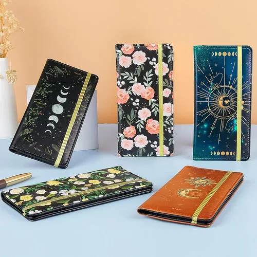 Vista 7 de Funda para chequera personal, cartera RFID con soporte para bolígrafo y divisor de plástico transparente integrado para cheques duplicados, Cielo