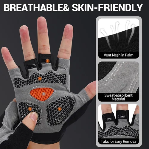 Vista 5 de WULI Guantes de ciclismo de medio dedo para hombres y mujeres, guantes de fitness para ciclismo, transpirabilidad, equipo de yoga antideslizante