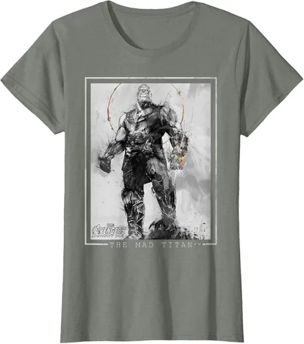 Vista 15 de Marvel Avengers Infinity War Thanos Sketch Graphic Camiseta Negro