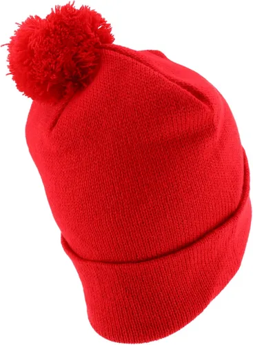 Vista 2 de Trendy Apparel Shop Gorro largo de punto de color liso con pompones