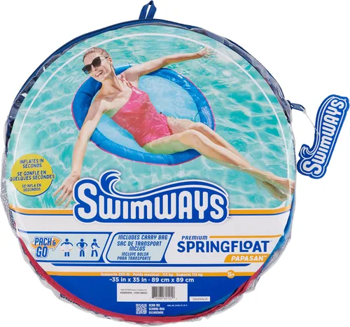 Vista 8 de [Usado] SwimWays Spring Float Premium Papasan Pool Lounger with Breathable Mesh Seat, Inflatable Pool Floats for Adults with Fast Inflation, for