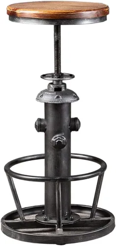 Vista 16 de LOKKHAN American Antique Steampunk Deco Taburete de bar industrial vintage retro elegante diseño de boca de incendios ajustable giratorio