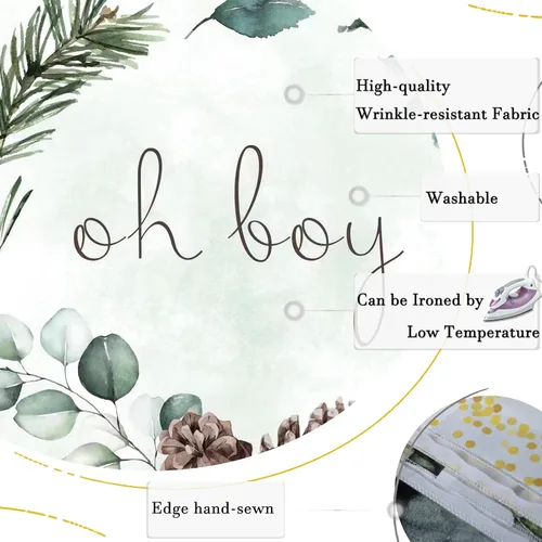 Vista 7 de Telón de fondo Oh Boy de 7 x 5 pies con vegetación para baby shower, fondo de fotografía de Navidad, hojas verdes, eucalipto botánico, decoración