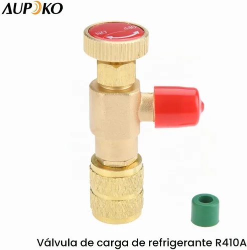 Vista 2 de Aupoko Válvula de carga refrigerante R410A, macho de 1/4" a adaptador