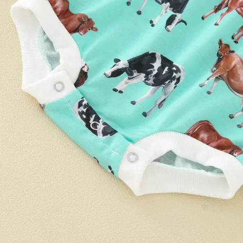 Vista 4 de Sudadera de gran tamaño para bebés y niñas con cuello redondo y estampado de vaca de manga larga con burbujas para otoño e invierno