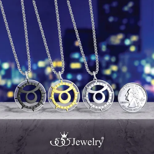 Vista 4 de 555Jewelry Collar con colgante de horóscopo, signo del zodiaco de acero inoxidable para hombres y mujeres