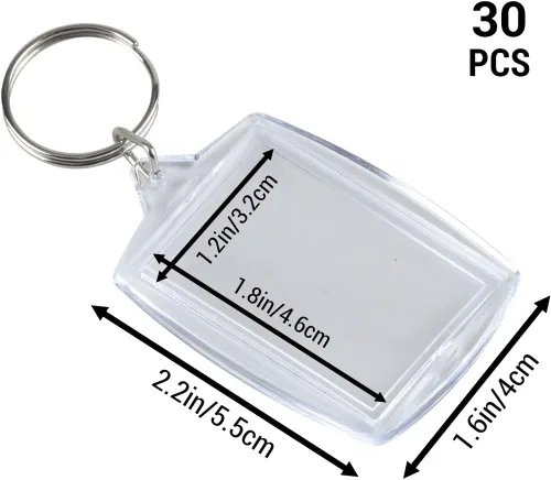 Vista 2 de IFAMIO 30 piezas de marco de fotos llavero titular de fotos llaveros de plástico transparente en blanco personalizado inserto de imagen de plástico
