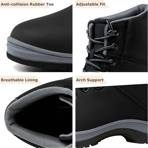 Vista 2 de Botas de senderismo ligeras para hombre, resistentes al agua, de tobillo medio, para trabajo, casual, senderismo, senderismo, exteriores
