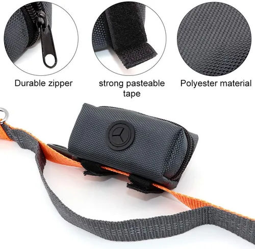 Vista 4 de SLSON Dispensador de bolsas de basura para mascotas, bolsa portátil con cremallera, soporte portátil para bolsas de excremento de perro con fijación