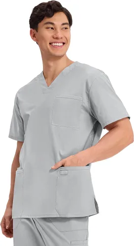 Vista 23 de Cherokee WW Professionals WW695 - Camisa de uniforme sanitario para hombre, con cuello en V