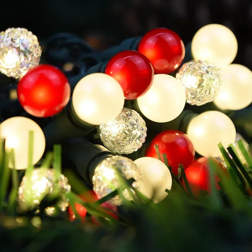Vista 12 de Luces de Cadena con Globos, 70 Luces LED de Bolas Mixtas Enchufables con Certificación UL, Luces de Árbol de Navidad de 19 Pies, Luces de Hadas