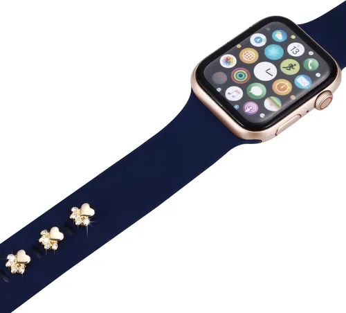 Vista 3 de 3 piezas de clavos decorativos de metal brillante compatibles con Apple Watch Band 45/44/42/41/40/38mm bandas de silicona para mujeres iWatch Series