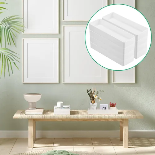 Vista 6 de Teling Organizador de cajones de escritorio de plástico, 8 unidades, rectangular, 9.45 x 2.95 x 1.38 pulgadas, medio accesorio, bandeja de papel