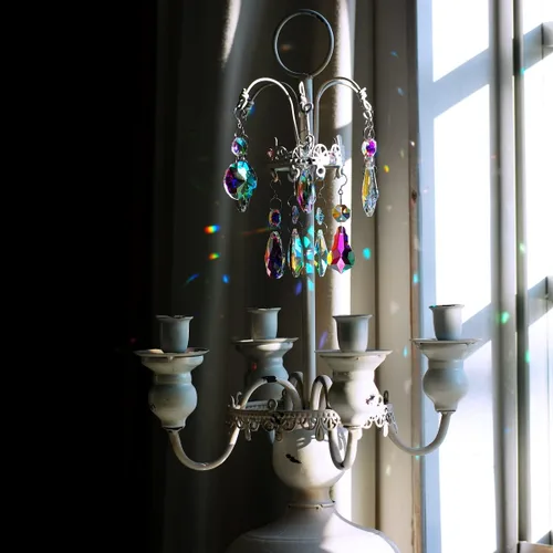 Vista 2 de Prisma de cristal colgante para ventanas, decoración de candelabro, arco iris, 12