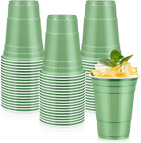 Vista 11 de LANLISA 50 vasos de plástico negros, vasos desechables de 16 onzas, tazas para beber para suministros de fiesta