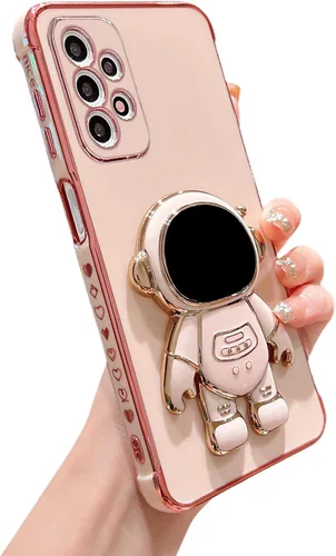 Vista 42 de phylla para Samsung Galaxy A12 Funda de Teléfono con Soporte Oculto de Astronauta Chapado en Oro de Lujo Lindo Astronauta Lateral Lindo