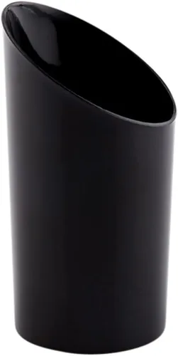 Vista 2 de Restaurantware Vasos de chupito de 3 onzas, 20 tazas redondas inclinadas, con acabado negro, vasos de chupito de plástico desechables para servir