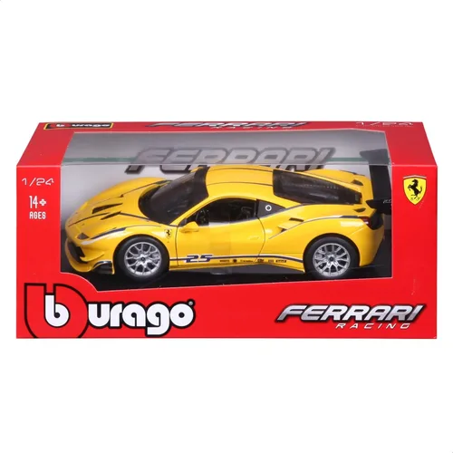 Vista 9 de Bburago 18-26307 Ferrari Racing 488 Challenge Coche coleccionable fundido a presión a escala 1:24, amarillo