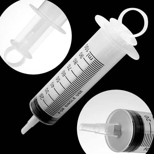 Vista 5 de Paquete de 2 jeringas grandes de 3.4 fl oz/cc, jeringas líquidas de plástico selladas individualmente con medición para laboratorios científicos