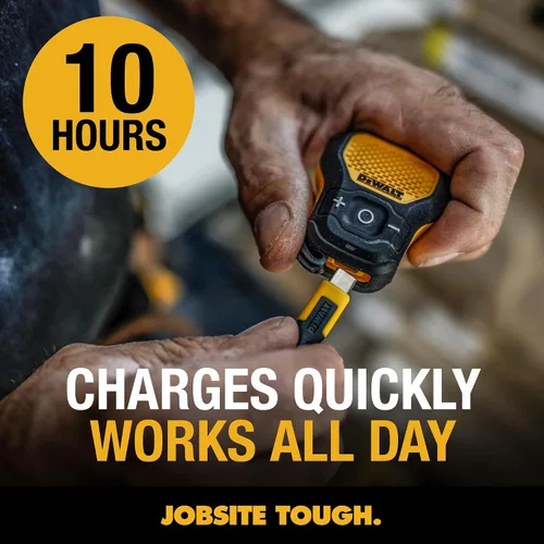 Vista 6 de DEWALT - Altavoz Bluetooth portátil, resistente al agua, con clip, paquete de estuche Altavoz inalámbrico con micrófono, carcasa rígida de EVA