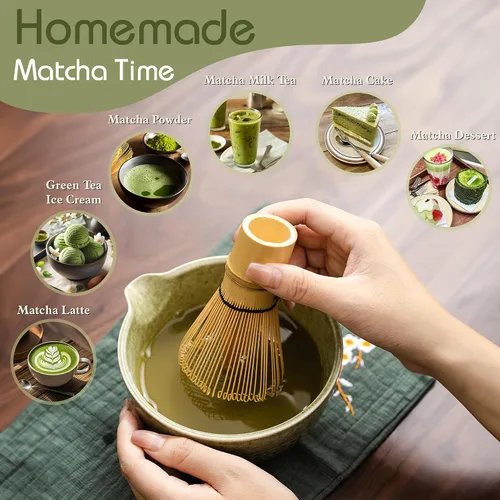 Vista 6 de Juego de 6 batidores de matcha, kit de herramientas de fabricación de matcha ceremonial japonés para batidor de bambú, cuchara de matcha, cuchara