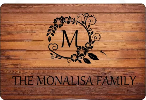 Vista 9 de Letreros personalizados personalizados con nombre de familia, círculo inicial para puerta delantera, nombre personalizado, arte de pared
