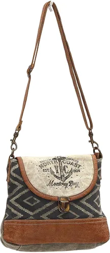 Vista 3 de Myra Bag s North Coast Anchors Bolso bandolera de lona reciclada S-1049, Grisbeige