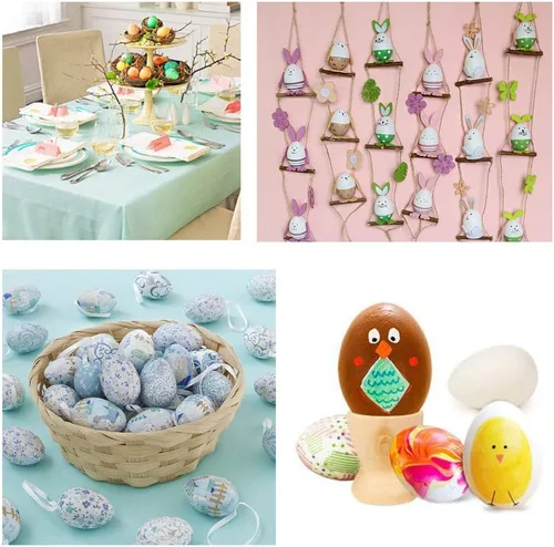Vista 6 de Paquete de 30 huevos de plástico blanco, huevo de Pascua falso, pollo artificial para manualidades, pintura, fiesta, decoración del hogar, niños