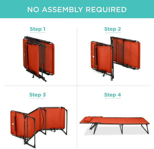 Vista 8 de Best Choice Products - Tumbona para patio reclinable, plegable, portátil para exteriores, con 8 posiciones, asas, capacidad de 300 libras