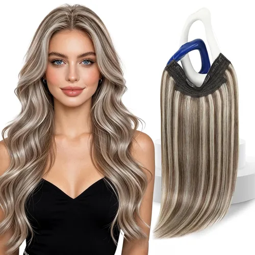 Vista 29 de Sunny - Extensiones de cabello humano real, con cable/hilo y clips ajustables, aplicación invisible, 2.82 onzas, 12 pulgadas, color rubio cenizo