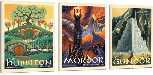 Vista 31 de Meksular Impresiones artísticas de pared de paisaje de la Tierra Media, pintura en lienzo, carteles de fantasía, imágenes de pared, para regalo