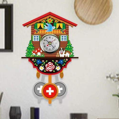 Vista 3 de LAPUTA Reloj de pared de madera preciso reloj colgante de madera estilo nórdico antiguo adornos decorativos para sala de estar 10