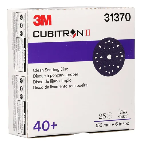 Vista 8 de 3M Cubitron II Hookit 31370 - Disco abrasivo de lijado limpio, 6 pulgadas, grado 40+, paquete de 50 discos, alto rendimiento, larga duración