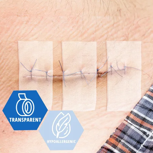 Vista 4 de MED PRIDE Cinta quirúrgica adhesiva hipoalergénica, paquete de 12 cintas médicas transpirables de primeros auxilios, sin látex y goma