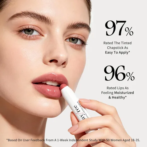 Vista 2 de bayfree Bálsamo labial tintado, brillante, bombea los labios, ligero, hidrata y tiñe con aceite de semilla de jojoba, bálsamo labial vegano, cuidado