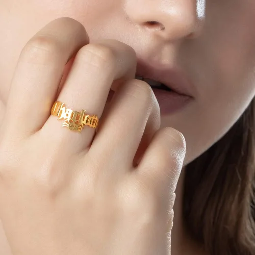 Vista 6 de AILIN Anillos personalizados con nombre para mujer, anillos de Halloween personalizados con nombre de murciélagocalabazafantasmasombrero