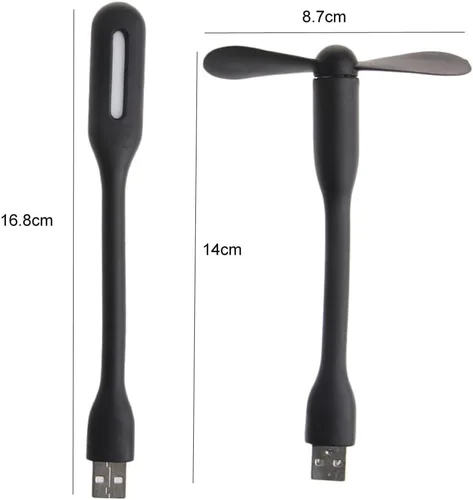 Vista 2 de Ventilador USB, ventilador USB, flexible, portátil, mini ventilador USB de 5 V con lámparas de luz LED USB para banco de energía, computadora
