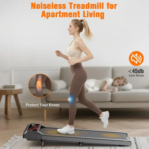 Vista 6 de Walking Treadmill Pad with Adjustable 8% Incline for Home Office 2-Negro