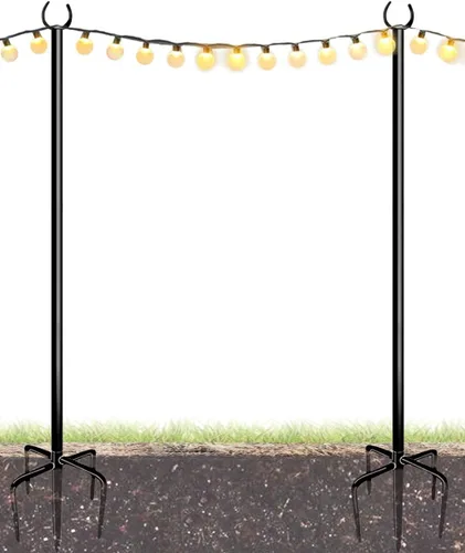 Vista 9 de Poste para tiras de luces de 10 pies para exteriores, poste de iluminación de metal resistente para suelos duros, patios traseros de madera, patio