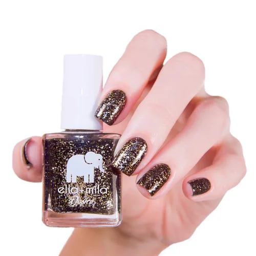 Vista 2 de ella+mila Esmalte de uñas vegano, secado rápido y resistente al astillado traje de noche negro