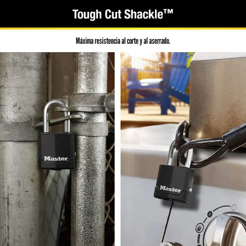 Vista 3 de Master Lock Magnum Candado para Exteriores de Servicio Pesado con Llave, Cuerpo Resistente a la Intemperie y Grillete Resistente a Cortes hacen que