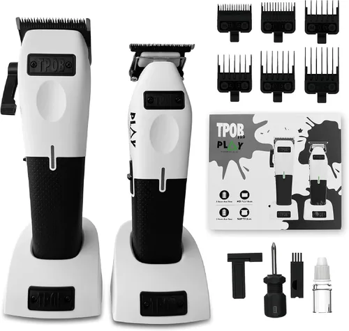 Vista 10 de TPOB Play Barber - Cortapelos para hombre 7500 RPM con empuñaduras de goma (negro, paquete de 4)