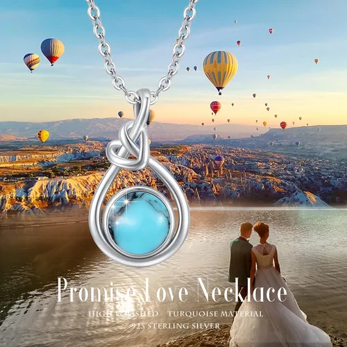 Vista 4 de AOVEAO Collar turquesa, plata de ley S925, corazón celta, nudo lágrima, collares para mujer y niña, Plata, no saber