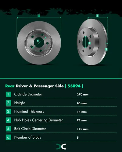 Vista 8 de SCITOO Rotores de freno sólidos traseros de 10.63 pulgadas + pastillas de freno de cerámica de repuesto para Chevy Cobalt, Malibu, HHR, Pontiac G5
