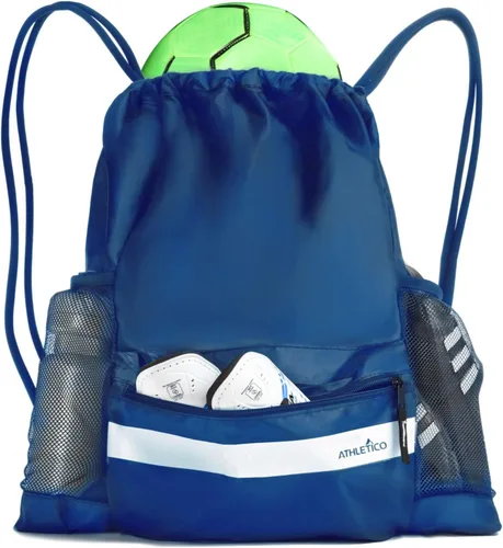 Vista 12 de Athletico Bolsa de fútbol con cordón: mochila de fútbol para niños o niñas también puede llevar baloncesto o voleibol