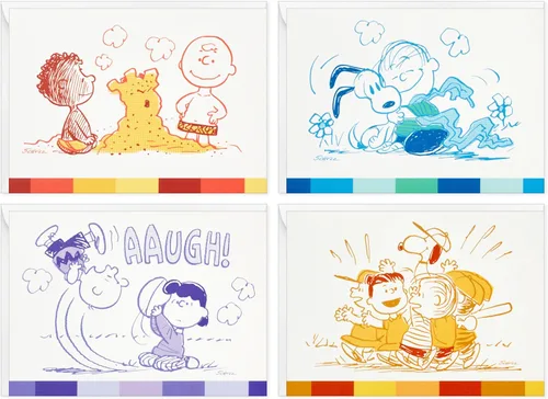 Vista 8 de Hallmark Peanuts - Surtido de tarjetas en blanco, 70 aniversario (40 tarjetas de notas con sobres)