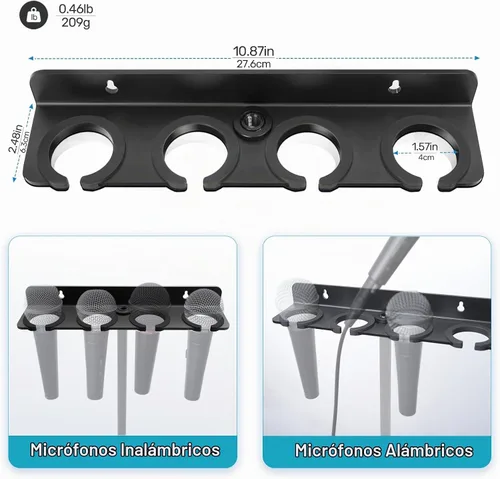 Vista 5 de Soporte Múltiple de Micrófonos Mejorado 2025 para Soporte de Micrófono, Organizador de Almacenamiento para Micrófonos Dinámicos Cableados e