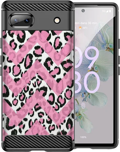 Vista 5 de CasesOnDeck Case Compatible with [Google Pixel 6A (2022) / Pixel 6A Case] Soft TPU Bumper Cover Carbon Fiber Texture Flexible (Blue Western)