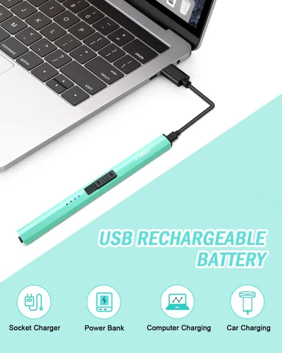 Vista 13 de Encendedor eléctrico recargable de velas de plasma de arco, sin llama, resistente al viento, encendedor USB, protección de seguridad múltiple